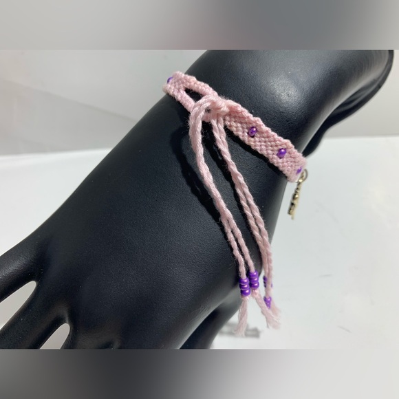 Hand crafted beaded with silver fairy charms macrame bracelet - Picture 5 of 6